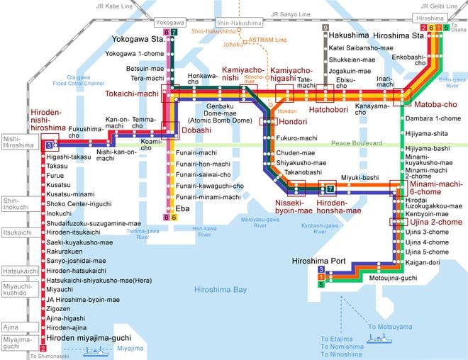 Harta de la hiroshima tramvai